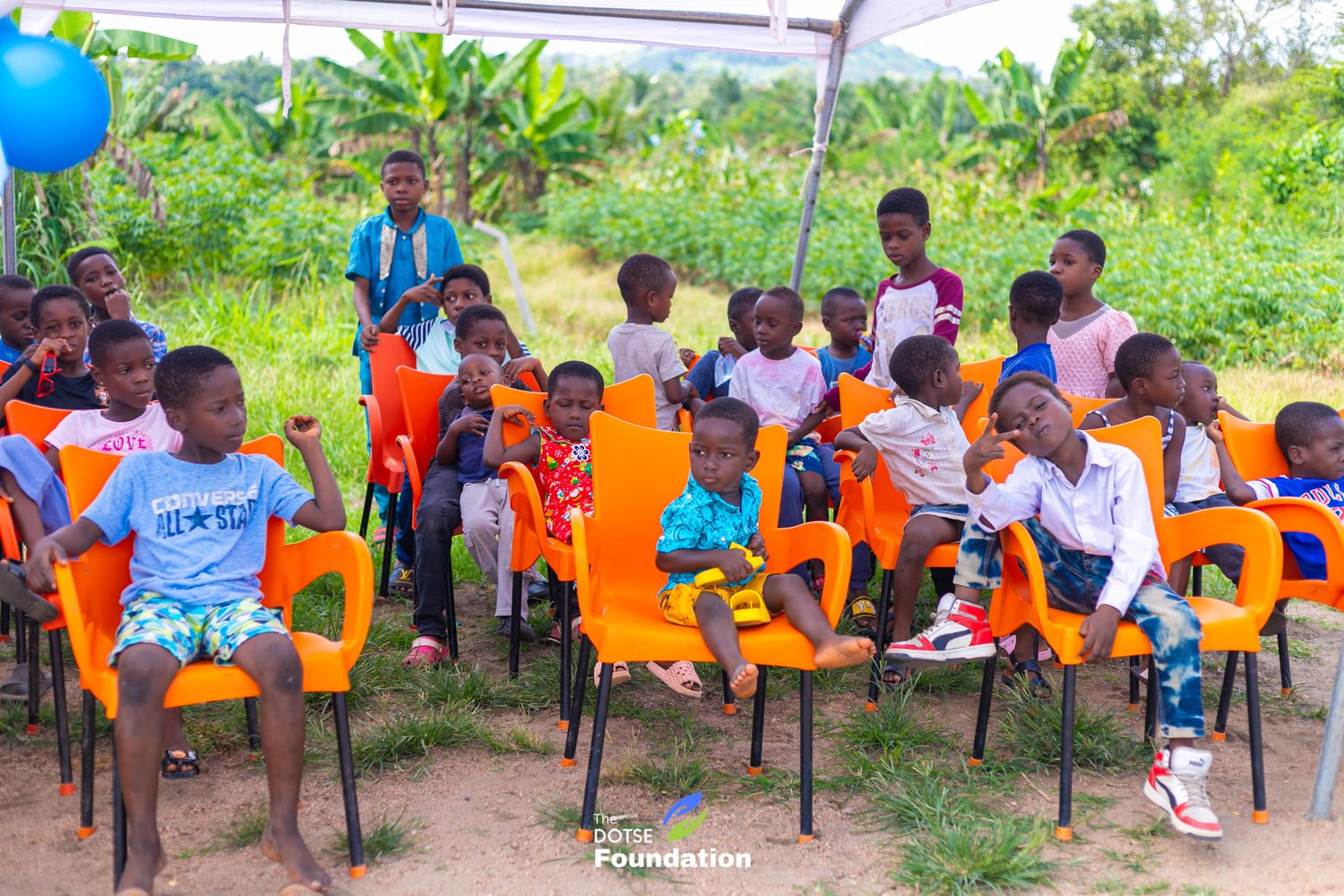 Children gathered for the day's programme